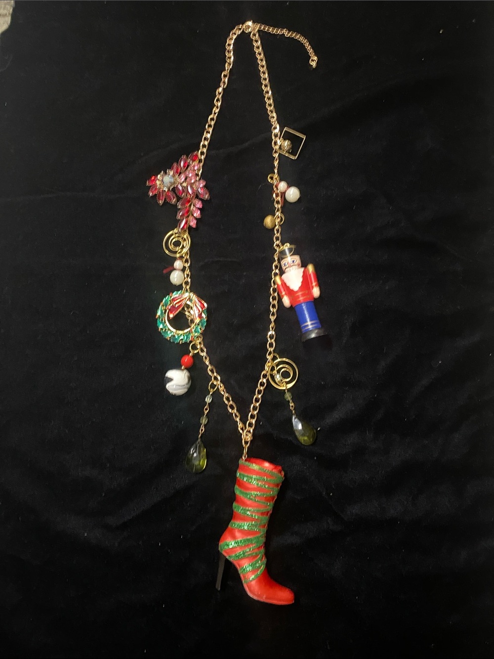 Christmas Festive Red & Green Boot Charm Necklace by